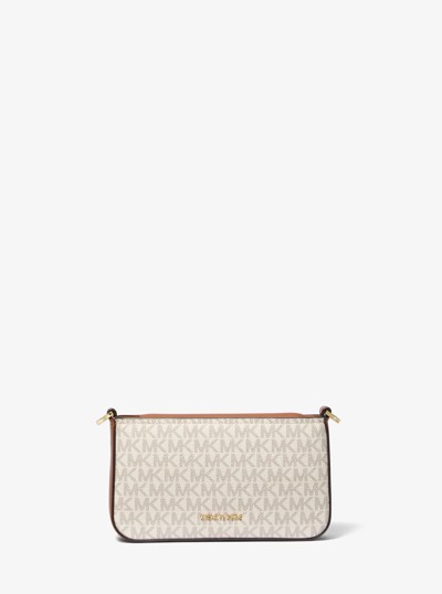 Bryant Small Signature Logo Convertible Pochette in VANILLA/ACORN | Michael Kors