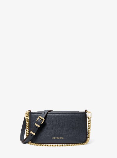 Bryant Small Pebbled Leather Convertible Pochette in NAVY | Michael Kors