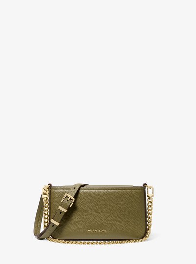 Bryant Small Pebbled Leather Convertible Pochette in SAFARI GREEN | Michael Kors