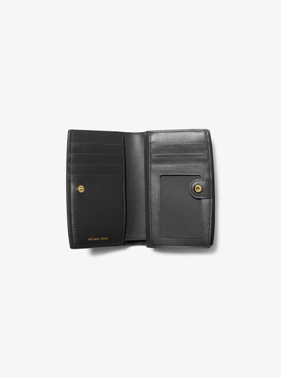 Bryant Medium Pebbled Leather Wallet in BLACK | Michael Kors
