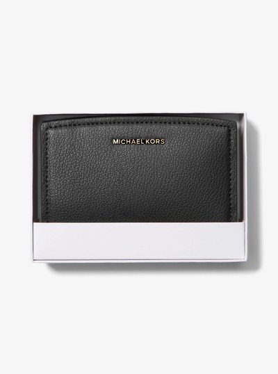 Bryant Medium Pebbled Leather Wallet in BLACK | Michael Kors