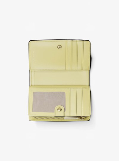 Bryant Medium Pebbled Leather Wallet in LEMON | Michael Kors