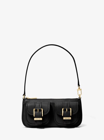Zoe Small Pebbled Leather Pochette in BLACK | Michael Kors