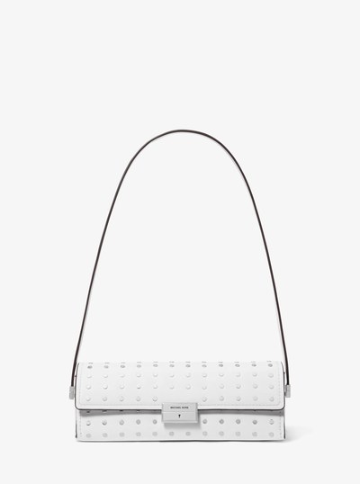 Ludlow Small Studded Leather Convertible Pochette in OPTIC WHITE | Michael Kors
