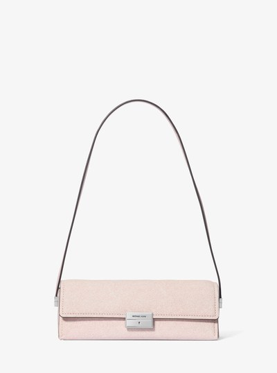 Lunar New Year Ludlow Small Denim-Printed Leather Convertible Pochette in ROSEWATER | Michael Kors