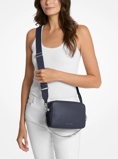 Bryant Medium Pebbled Leather Camera Crossbody Bag in DRESS BLUES | Michael Kors