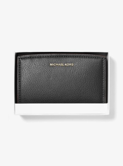 Bryant Medium Pebbled Leather Wallet in BLACK | Michael Kors