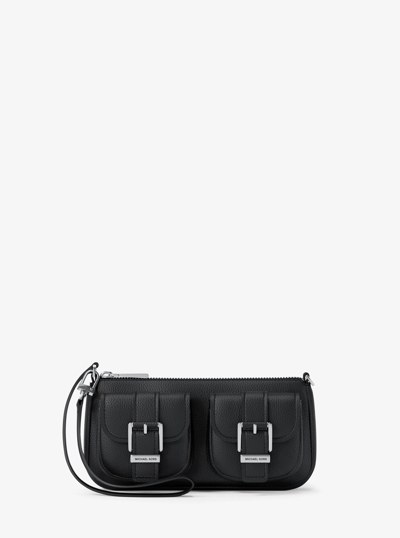 Zoe Small Pebbled Leather Pochette in BLACK | Michael Kors