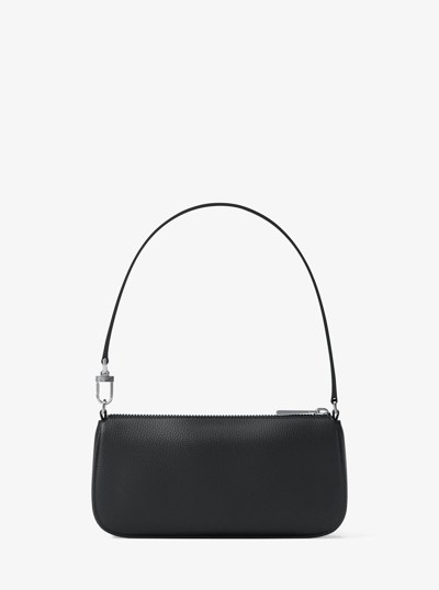 Zoe Small Pebbled Leather Pochette in BLACK | Michael Kors