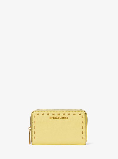 Small Studded Leather Wallet in LEMON | Michael Kors