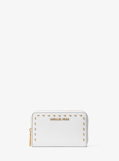 Small Studded Leather Wallet in OPTIC WHITE | Michael Kors