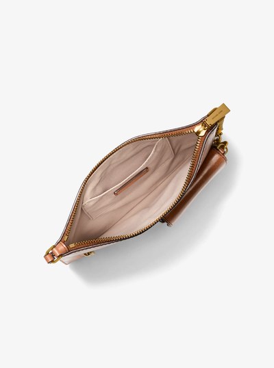 Jet Set Large Leather Convertible Zip Wristlet in LUGGAGE | Michael Kors