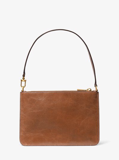 Jet Set Large Leather Convertible Zip Wristlet in LUGGAGE | Michael Kors