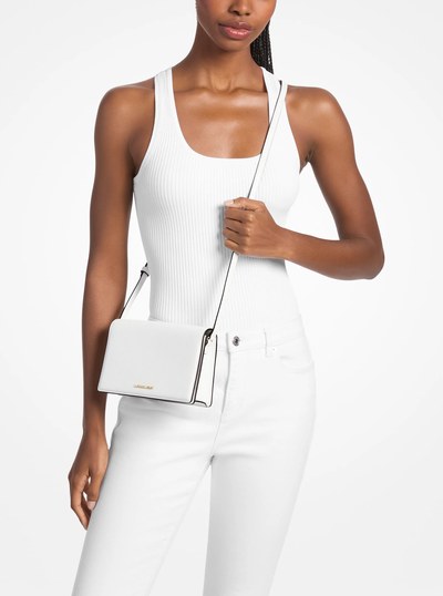 Marlowe Medium Leather Crossbody Bag in OPTIC WHITE | Michael Kors