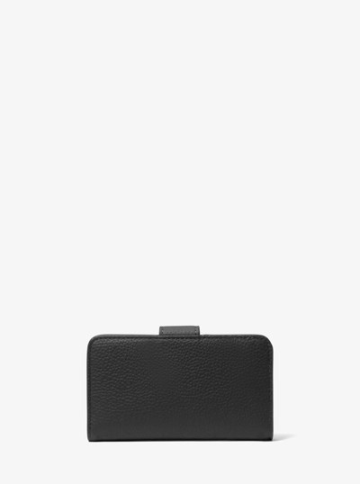 MK Pop Charm Medium Pebbled Leather Wallet in BLACK | Michael Kors