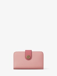 MK Pop Charm Medium Color-Block Pebbled Leather Logo Wallet