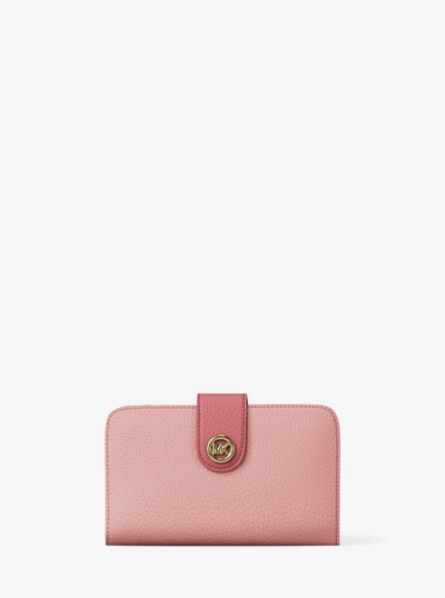 MK Pop Charm Medium Color-Block Pebbled Leather Logo Wallet in PRIMROSE MULTI | Michael Kors