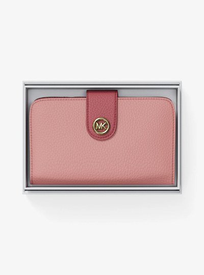 MK Pop Charm Medium Color-Block Pebbled Leather Logo Wallet in PRIMROSE MULTI | Michael Kors