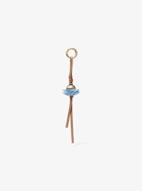 Breloque pour sac en cuir &agrave; fleur