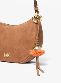 Breloque pour sac en cuir &agrave; fleur