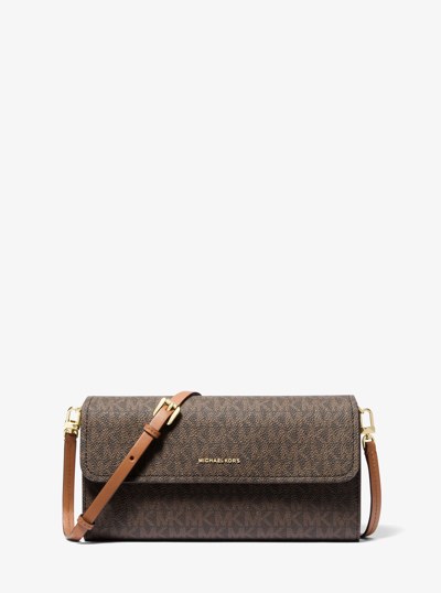 Jet Set Small Signature Logo Smartphone Crossbody Bag in BRN/ACORN | Michael Kors
