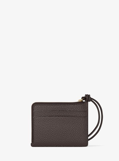 Jet Set Small Pebbled Leather Card Case Wristlet in CHOCOLATE | Michael Kors