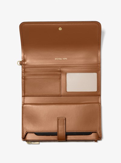 Jet Set Medium Signature Logo Smartphone Wristlet in BRN/ACORN | Michael Kors