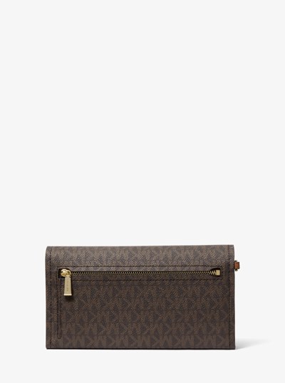 Jet Set Medium Signature Logo Smartphone Wristlet in BRN/ACORN | Michael Kors