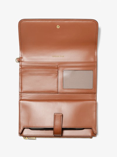 Jet Set Medium Pebbled Leather Smartphone Wristlet in LUGGAGE | Michael Kors