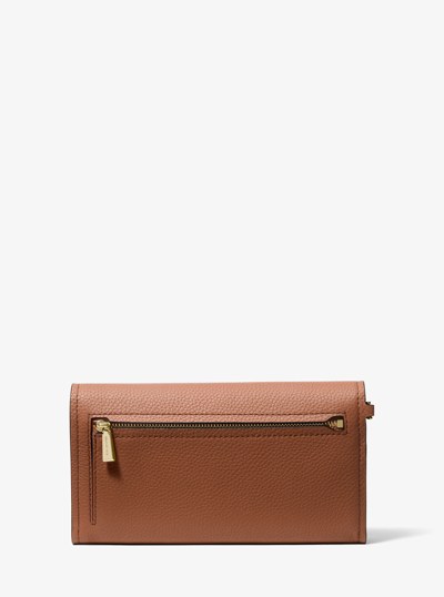 Jet Set Medium Pebbled Leather Smartphone Wristlet in LUGGAGE | Michael Kors