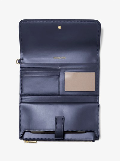 Jet Set Medium Pebbled Leather Smartphone Wristlet in DRESS BLUES | Michael Kors
