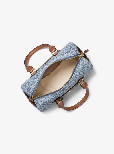 Jet Set Travel Extra-Small Signature Logo Print Denim Duffel Crossbody Bag in NEW HORIZON | Michael Kors