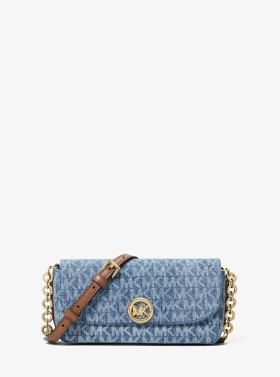 Petit sac &agrave; bandouli&egrave;re Nolita en denim jacquard &agrave; logo in NOUVEL HORIZON | Michael Kors