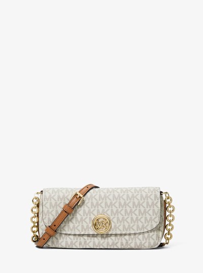 Nolita Small Signature Logo Crossbody Bag in VANILLA/ACORN | Michael Kors