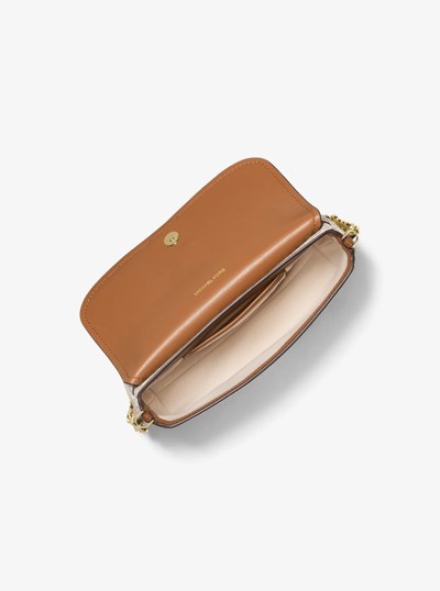 Nolita Small Signature Logo Crossbody Bag in VANILLA/ACORN | Michael Kors