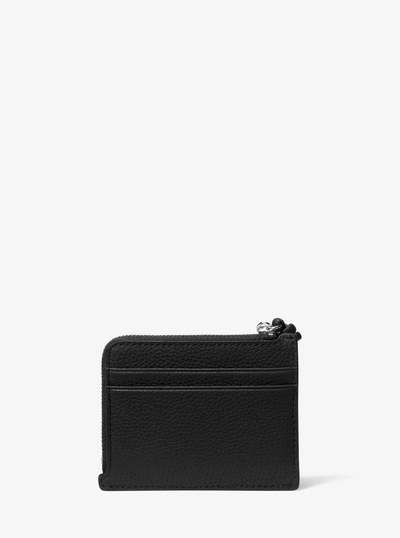 Jet Set Small Pebbled Leather Card Case Wristlet in BLACK | Michael Kors