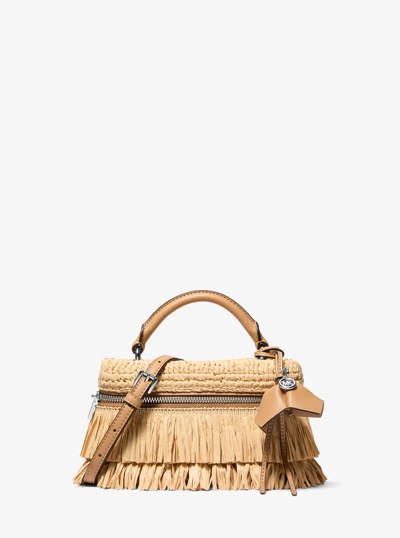 Jana Extra-Small Hand-Crocheted Crossbody Bag in PEANUT | Michael Kors