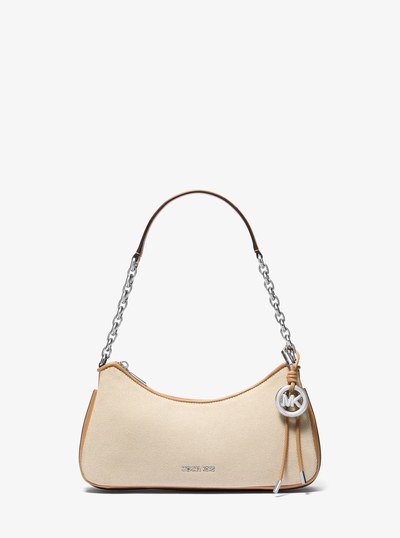 Nolita Medium Cotton Blend Canvas Chain Pochette in PEANUT | Michael Kors
