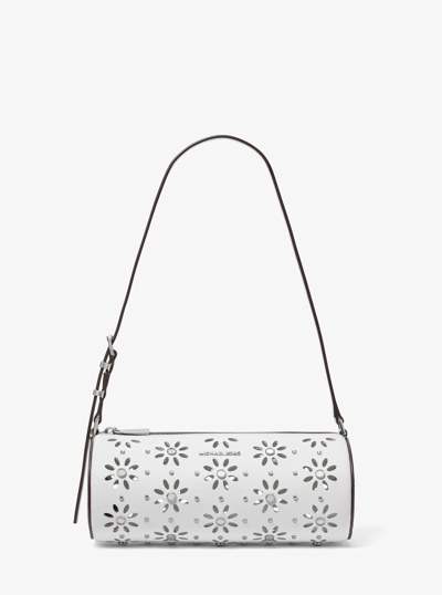 Izzy Small Pebbled Leather Barrel Pochette in OPTIC WHITE | Michael Kors