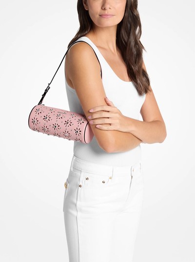 Izzy Small Pebbled Leather Barrel Pochette in SMOKEY ROSE | Michael Kors