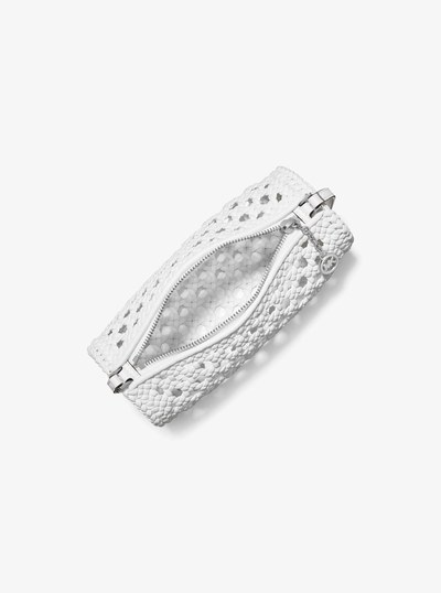 Izzy Small Crocheted Barrel Pochette in OPTIC WHITE | Michael Kors