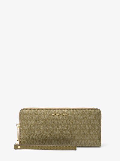 Large Logo Continental Wallet in SAFARI GREEN | Michael Kors