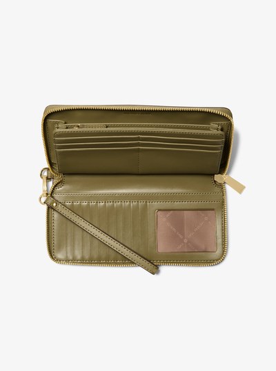 Large Logo Continental Wallet in SAFARI GREEN | Michael Kors