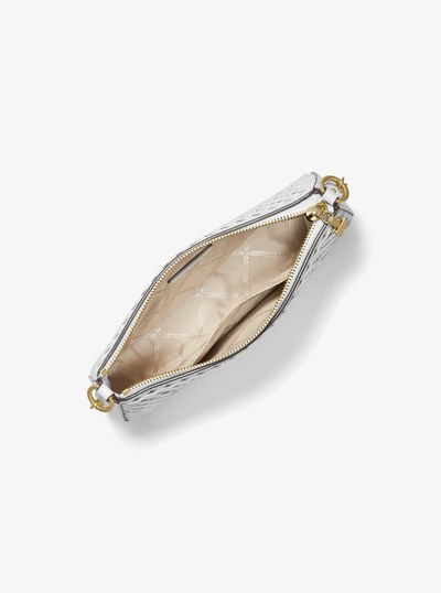 Empire Medium Woven Leather Chain-Link Pochette in OPTIC WHITE | Michael Kors