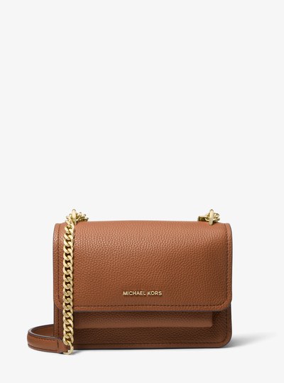 Claire Small Pebbled Leather Convertible Shoulder Bag in LUGGAGE | Michael Kors