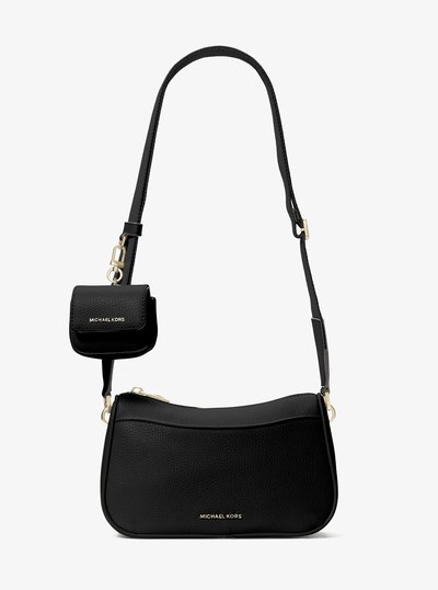 Jet Set Medium Pebbled Leather Crossbody Bag with Case for Apple AirPods Pro&reg; in BLACK | Michael Kors