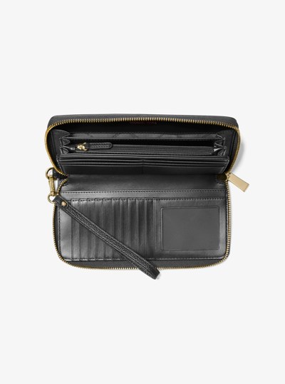 Jet Set Travel Large Pebbled Leather Continental Wallet in BLACK | Michael Kors
