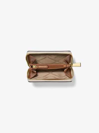 Jet Set Small Signature Logo Zip-Around Card Case in VANILLA/ACORN | Michael Kors