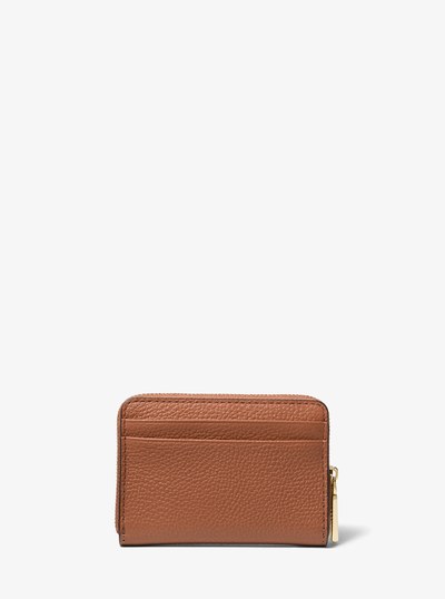 Jet Set Small Pebbled Leather Zip-Around Card Case in LUGGAGE | Michael Kors