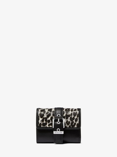 Colby Small Leopard Print Calf Hair Tri-Fold Wallet